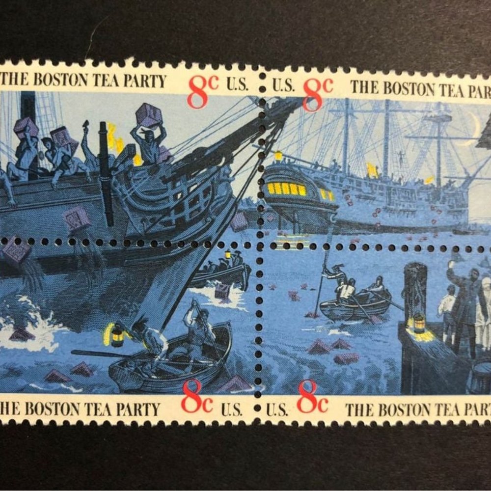 1973 Boston Tea Party 4x6 Framed Stamp Art Unused Vintage USA #FR1483.